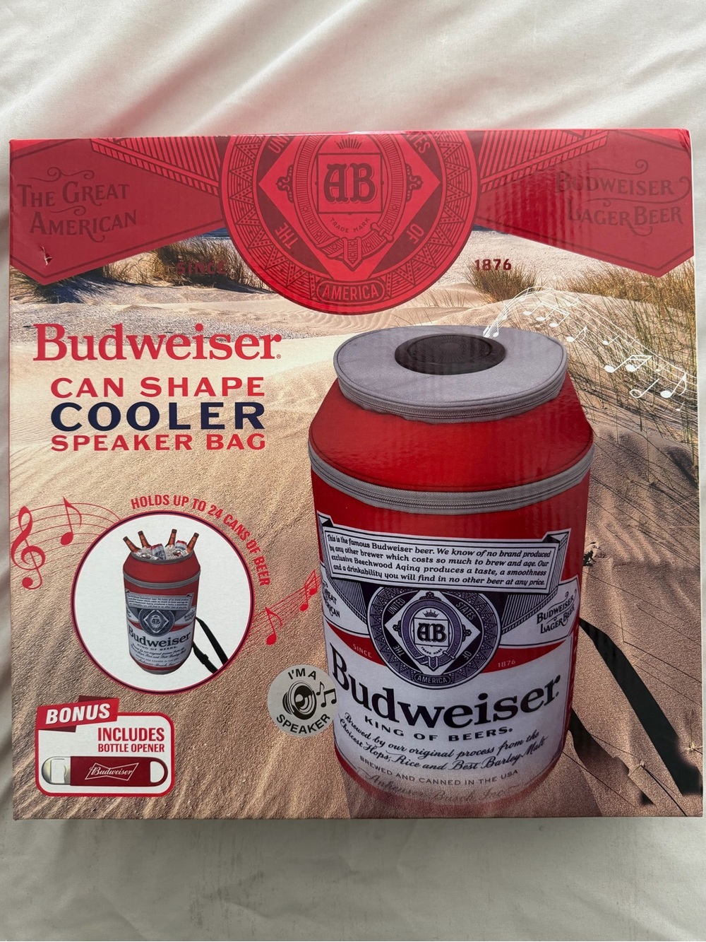 Budweiser Red and White Can-Shaped Cooler Speaker Bag